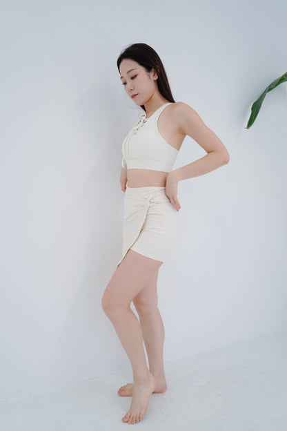 The Ribbed Twist Wrap Skirt Shorts