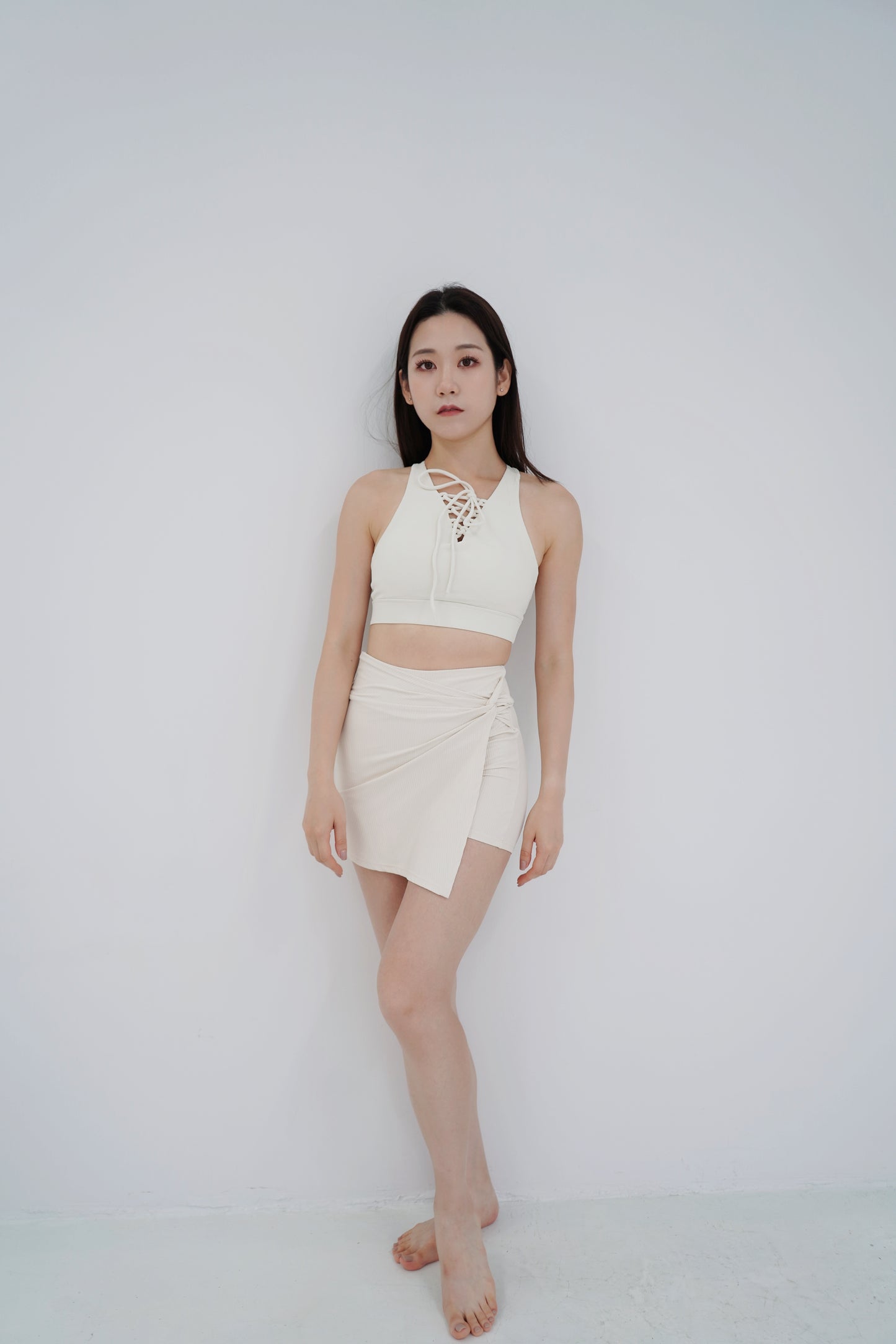 The Ribbed Twist Wrap Skirt Shorts