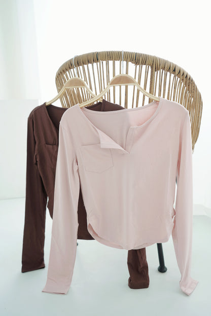 The Weekday V Neck Long Sleeve Top