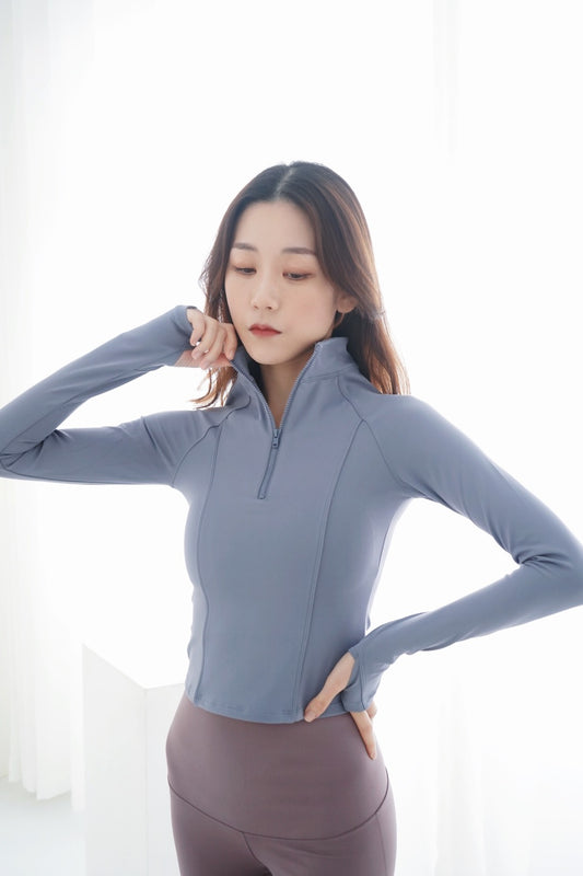 PREMIUM - Pastel Zipper Long Sleeve Top